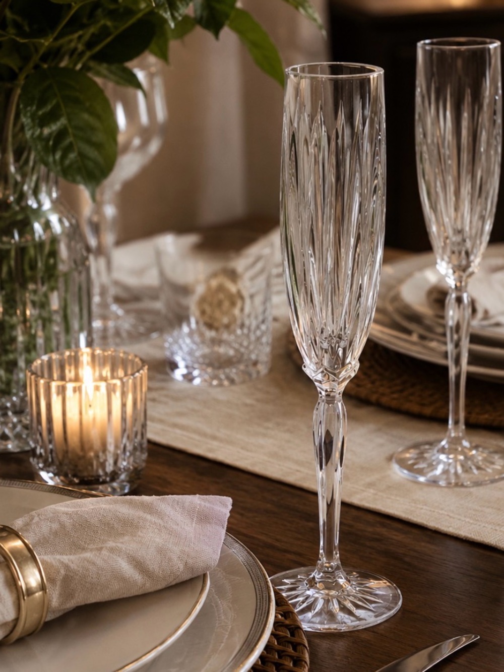 Cristal d'Arques Classic 4 Crystal Champagne Flutes.